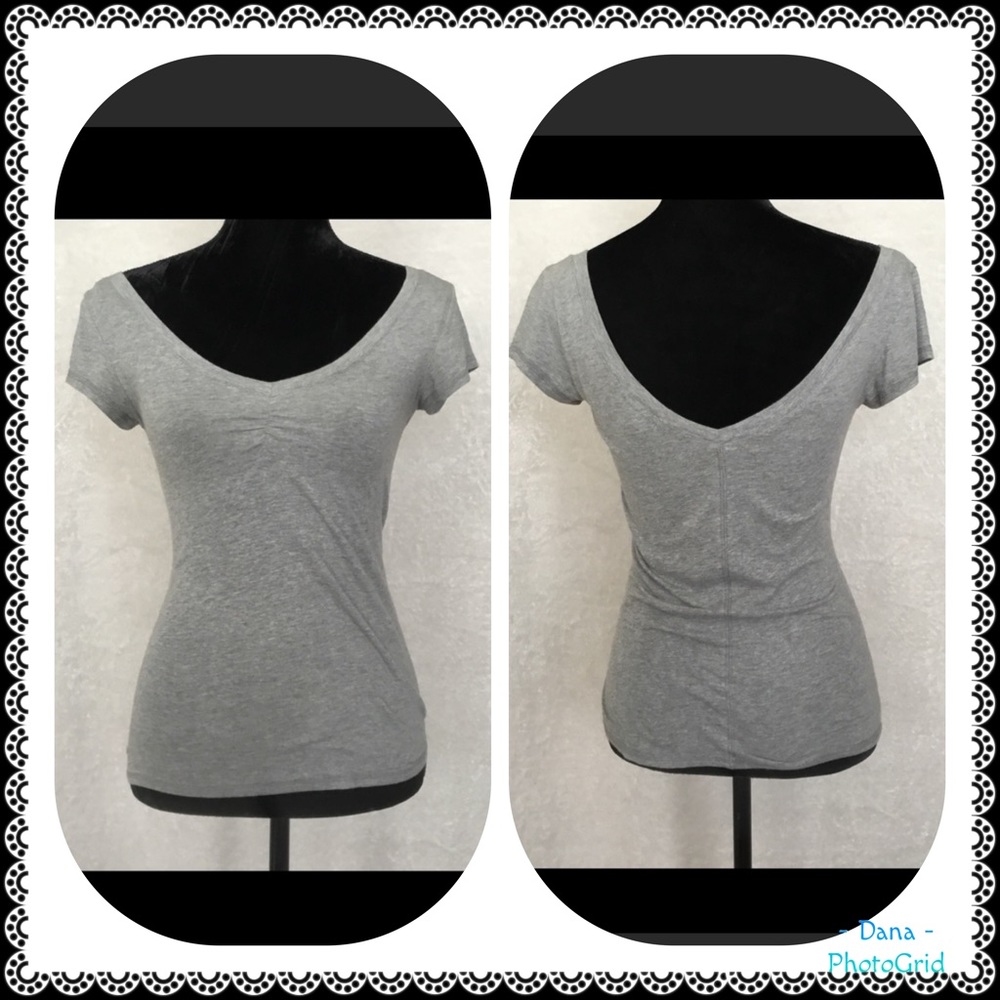 Classic gray v neck and back tee shirt